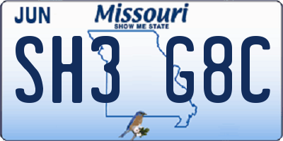 MO license plate SH3G8C