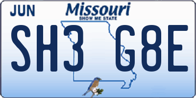 MO license plate SH3G8E