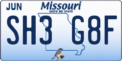MO license plate SH3G8F