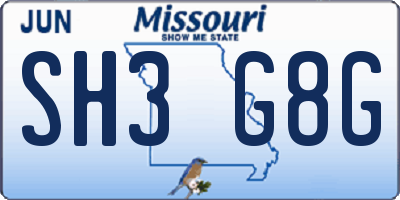 MO license plate SH3G8G