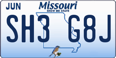 MO license plate SH3G8J
