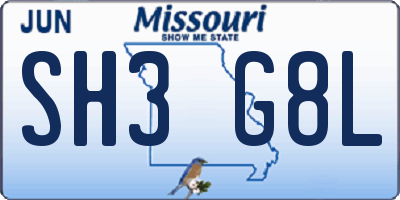 MO license plate SH3G8L