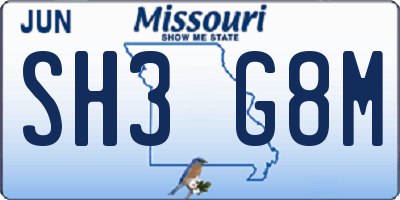 MO license plate SH3G8M