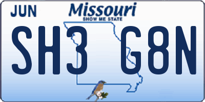 MO license plate SH3G8N