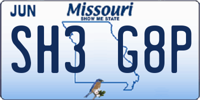 MO license plate SH3G8P