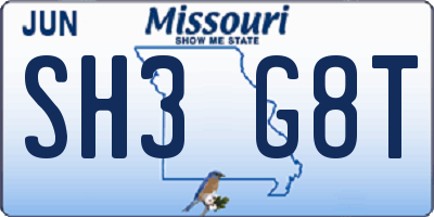 MO license plate SH3G8T