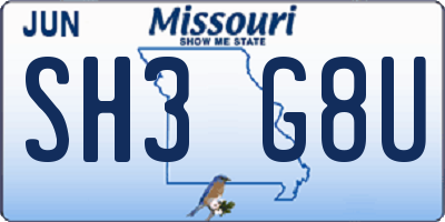 MO license plate SH3G8U