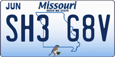 MO license plate SH3G8V