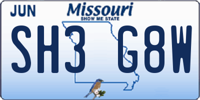 MO license plate SH3G8W