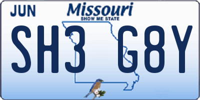 MO license plate SH3G8Y