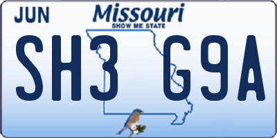 MO license plate SH3G9A