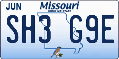 MO license plate SH3G9E