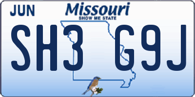 MO license plate SH3G9J