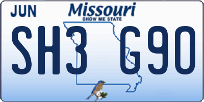 MO license plate SH3G9O