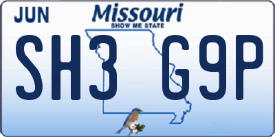 MO license plate SH3G9P