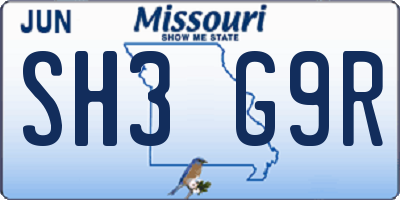 MO license plate SH3G9R