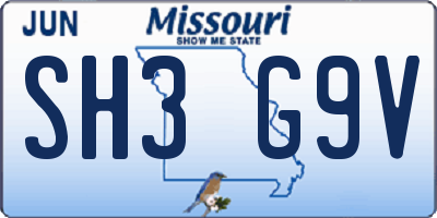 MO license plate SH3G9V