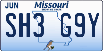 MO license plate SH3G9Y