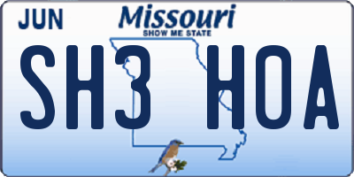 MO license plate SH3H0A