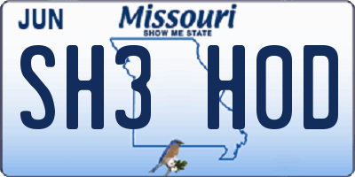 MO license plate SH3H0D