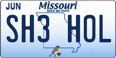 MO license plate SH3H0L
