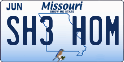 MO license plate SH3H0M