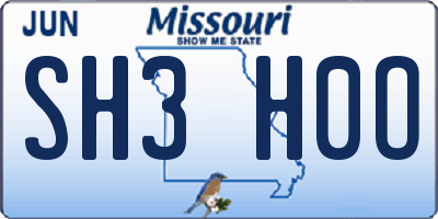 MO license plate SH3H0O