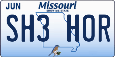 MO license plate SH3H0R