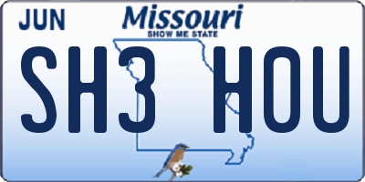 MO license plate SH3H0U