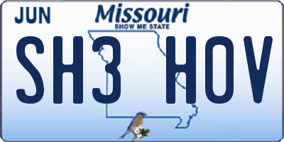 MO license plate SH3H0V