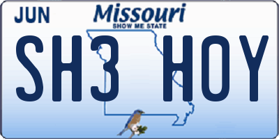 MO license plate SH3H0Y