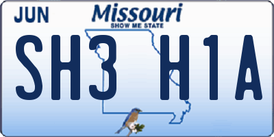 MO license plate SH3H1A