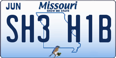MO license plate SH3H1B
