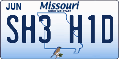 MO license plate SH3H1D