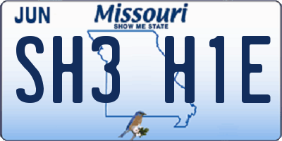 MO license plate SH3H1E