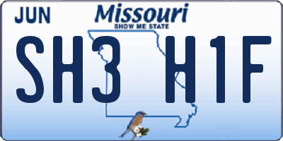 MO license plate SH3H1F