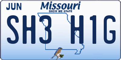 MO license plate SH3H1G