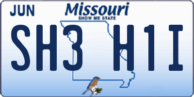 MO license plate SH3H1I