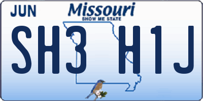 MO license plate SH3H1J