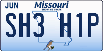 MO license plate SH3H1P