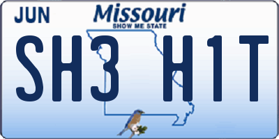 MO license plate SH3H1T