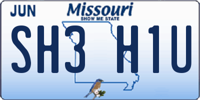 MO license plate SH3H1U
