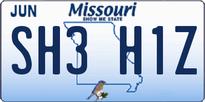 MO license plate SH3H1Z