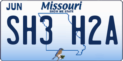 MO license plate SH3H2A