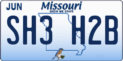 MO license plate SH3H2B