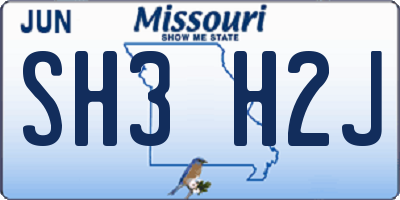 MO license plate SH3H2J