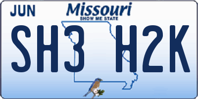 MO license plate SH3H2K