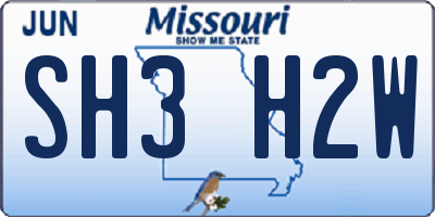 MO license plate SH3H2W