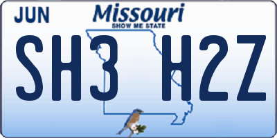 MO license plate SH3H2Z