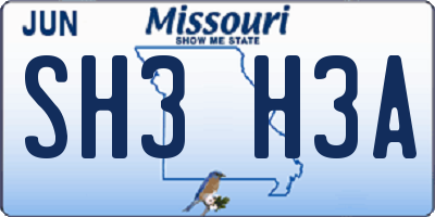 MO license plate SH3H3A
